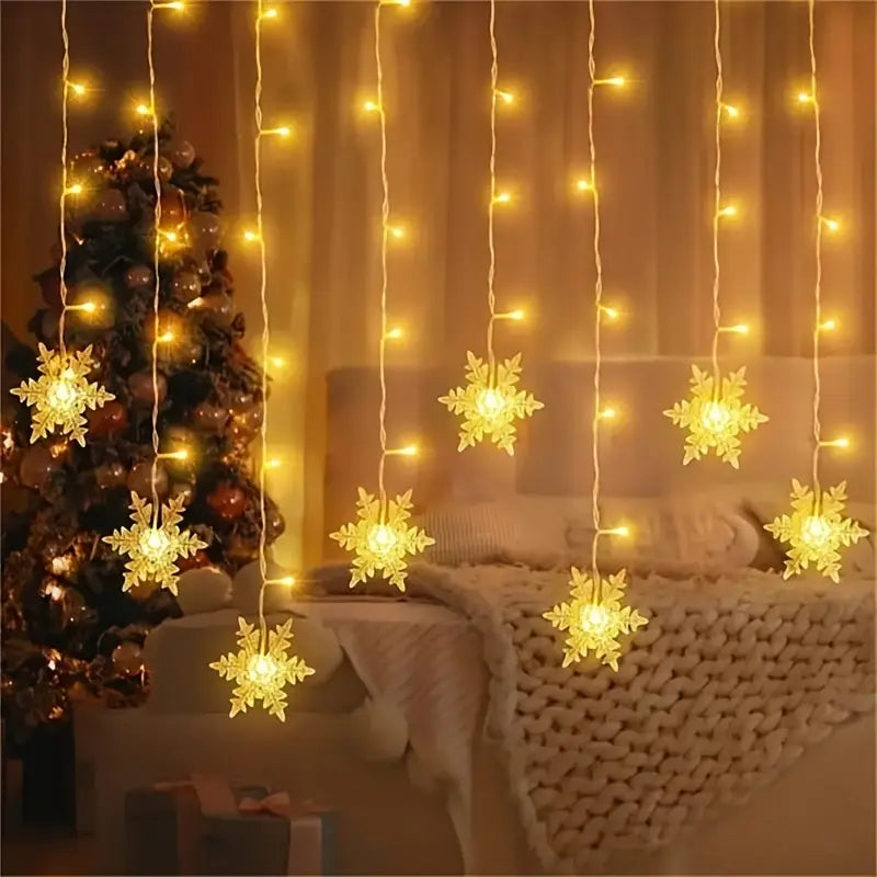 Schneeflocken Lichtervorhang für Weihnachten