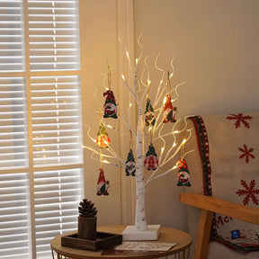60cm Birkenbaum Weihnachtsdeko mit Gnom Figuren für Weihnachten & Festtagsfeiern