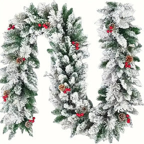 9-Fuß Künstliche Weihnachtsgirlande mit Tannenzapfen & roten Beeren