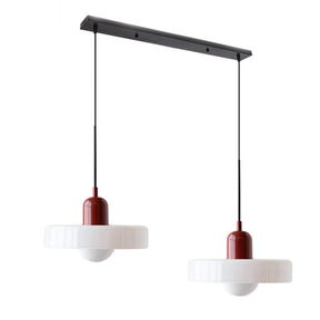 Bauhaus Hängeleuchte aus Buntglas