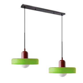 Bauhaus Hängeleuchte aus Buntglas