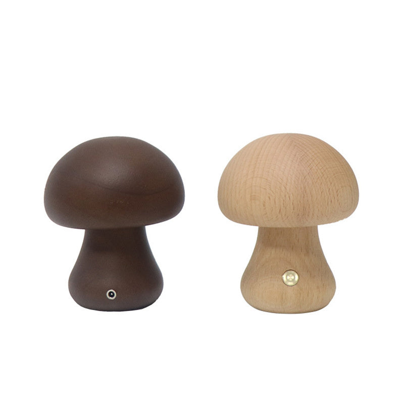 Lampe de table champignon vintage en bois