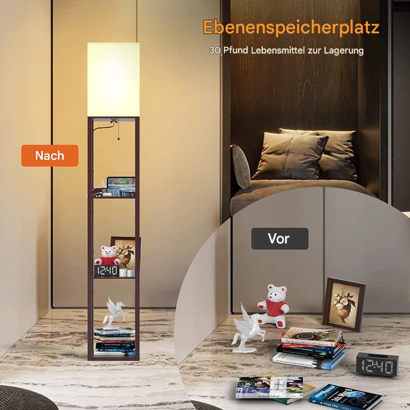 Platzsparende Regallampe mit USB-Anschlüssen