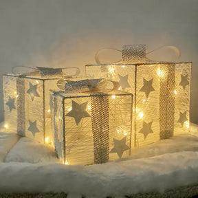3er Set LED Weihnachtsgeschenkboxen für Weihnachten & Deko
