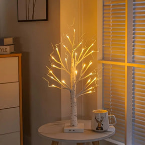 2er Set 24 LED Birkenbaum Lichter für Weihnachten & Dekoration