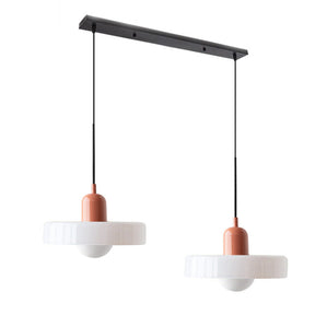 Bauhaus Hängeleuchte aus Buntglas