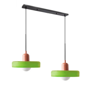Bauhaus Hängeleuchte aus Buntglas