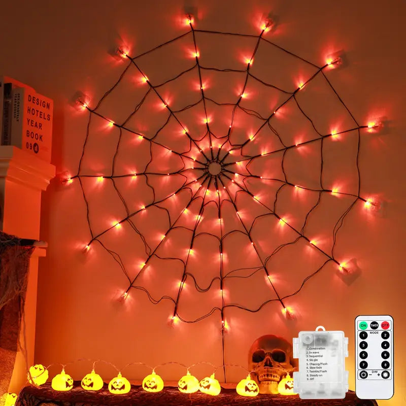 Halloween Spinnennetz Lichterkette