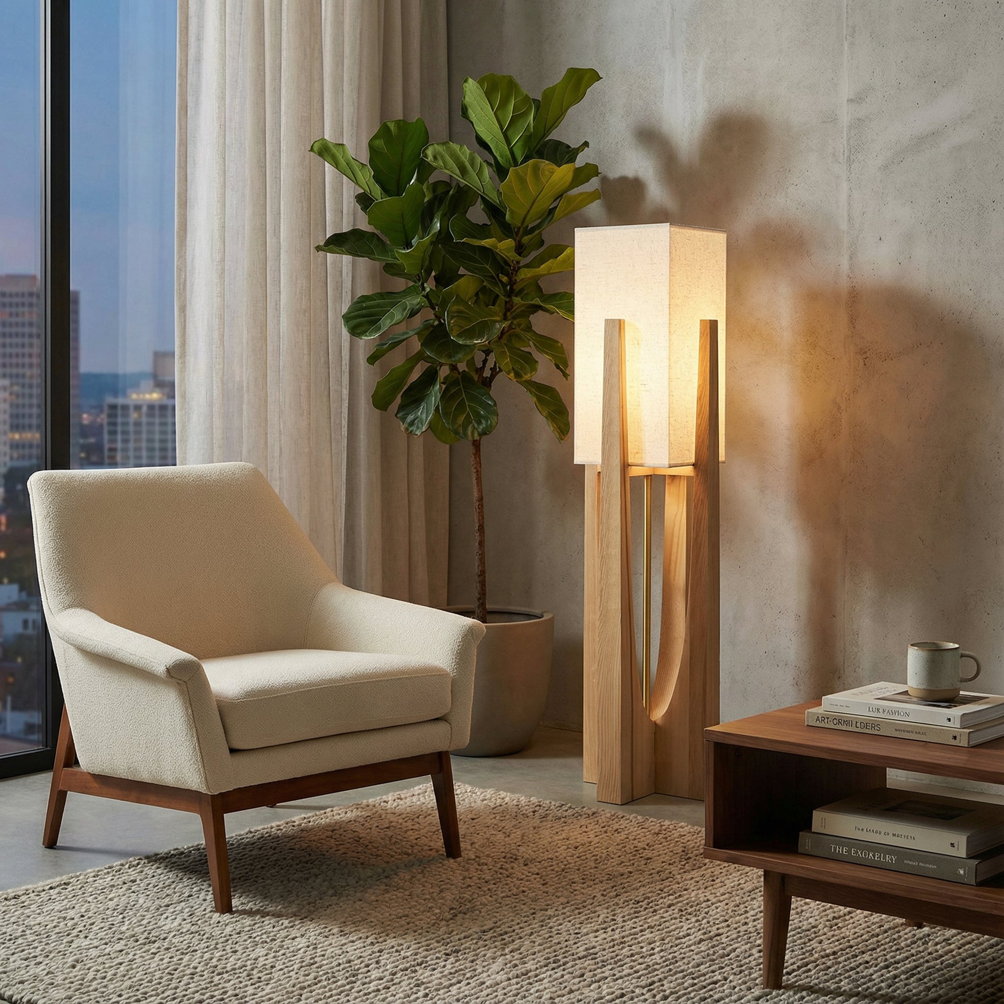 Japanische Design Stehlampe Holz