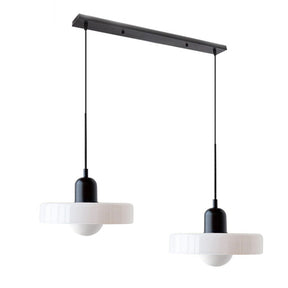 Bauhaus Hängeleuchte aus Buntglas