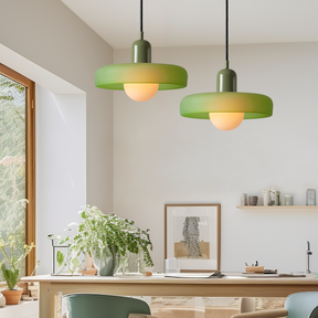 Bunter Bauhaus Glas-Pendelleuchte