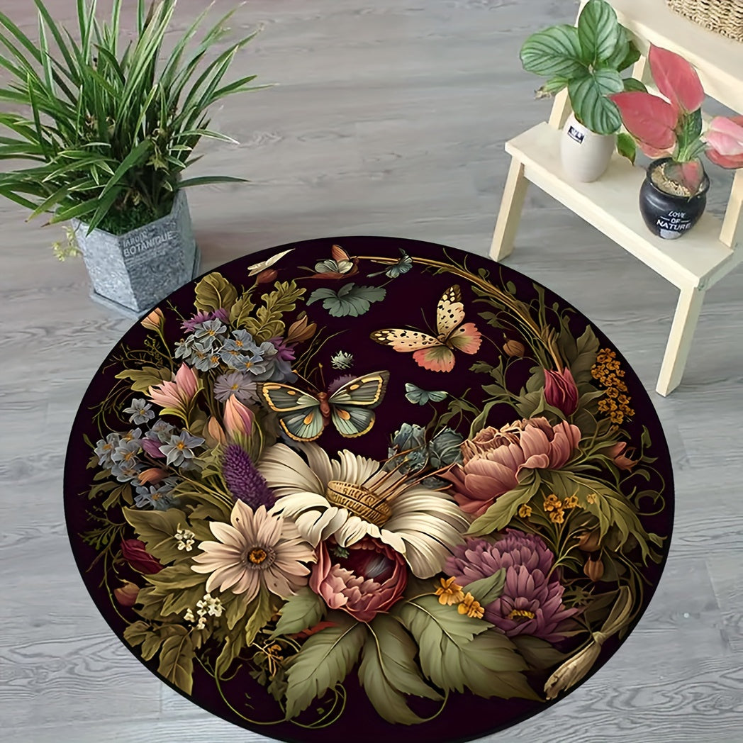 Tapis rond d'inspiration florale