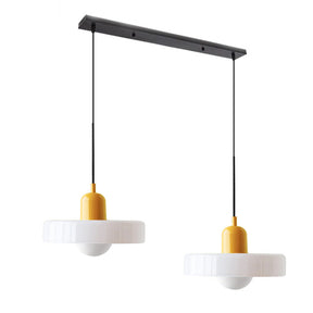 Bauhaus Hängeleuchte aus Buntglas