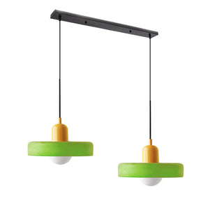 Bauhaus Hängeleuchte aus Buntglas