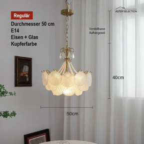 Muschelglas LED Kronleuchter
