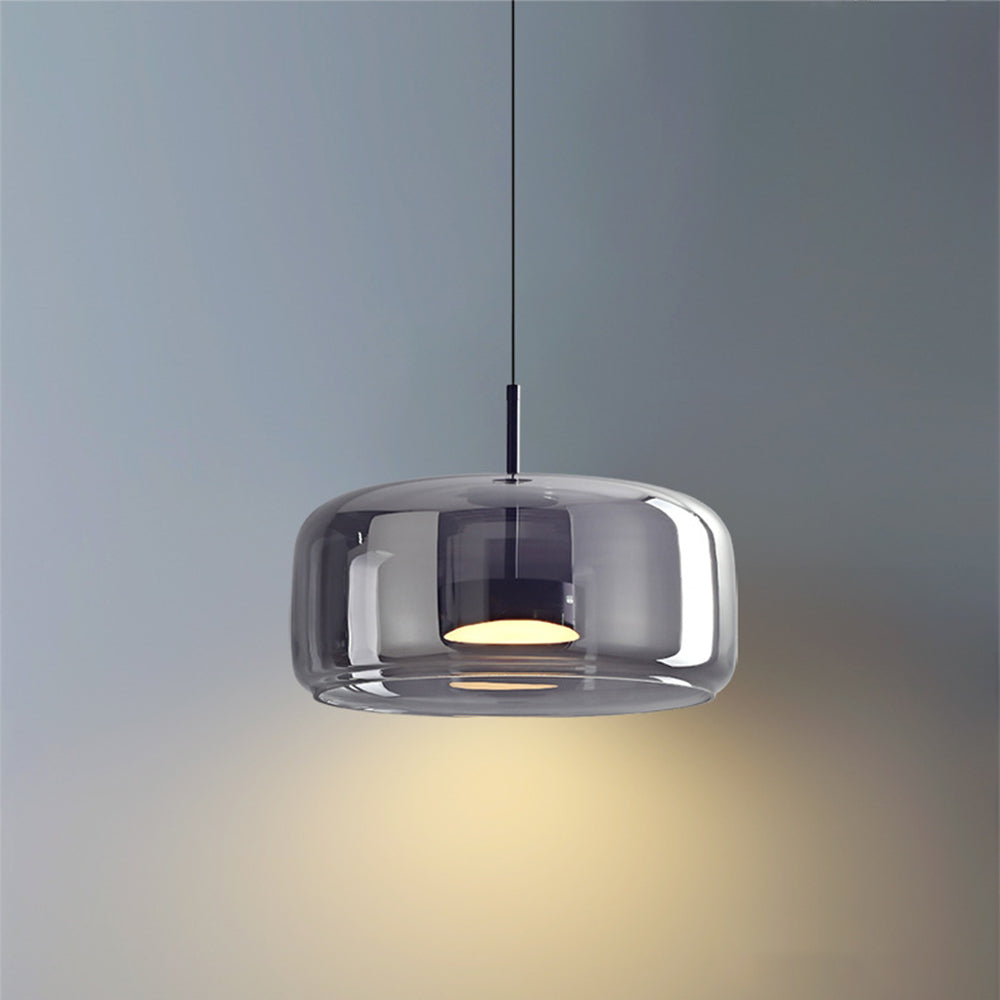 Hailie rétro LED suspension doré ambre métal verre chambre