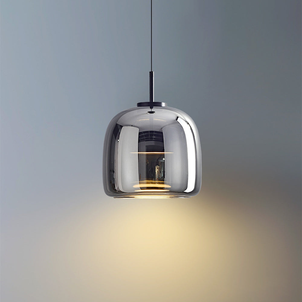 Hailie rétro LED suspension doré ambre métal verre chambre