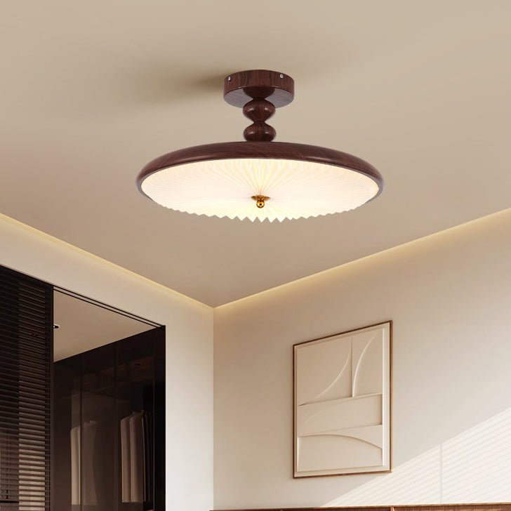 Halbeinbau-Deckenlampe mit Falten- und Perlenoptik