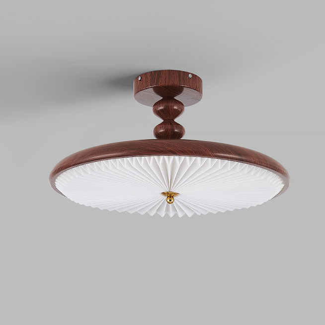 Halbeinbau-Deckenlampe mit Falten- und Perlenoptik