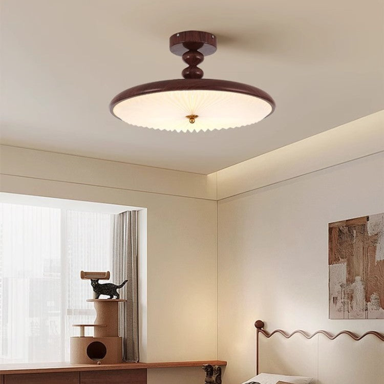 Halbeinbau-Deckenlampe mit Falten- und Perlenoptik