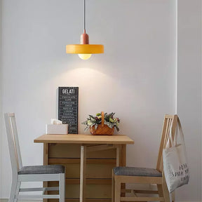 Bunter Bauhaus Glas-Pendelleuchte