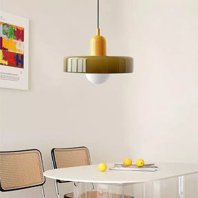 Bunter Bauhaus Glas-Pendelleuchte