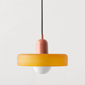 Bauhaus Hängeleuchte aus Buntglas