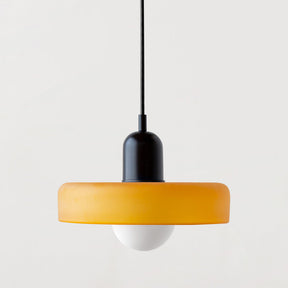 Bauhaus Hängeleuchte aus Buntglas