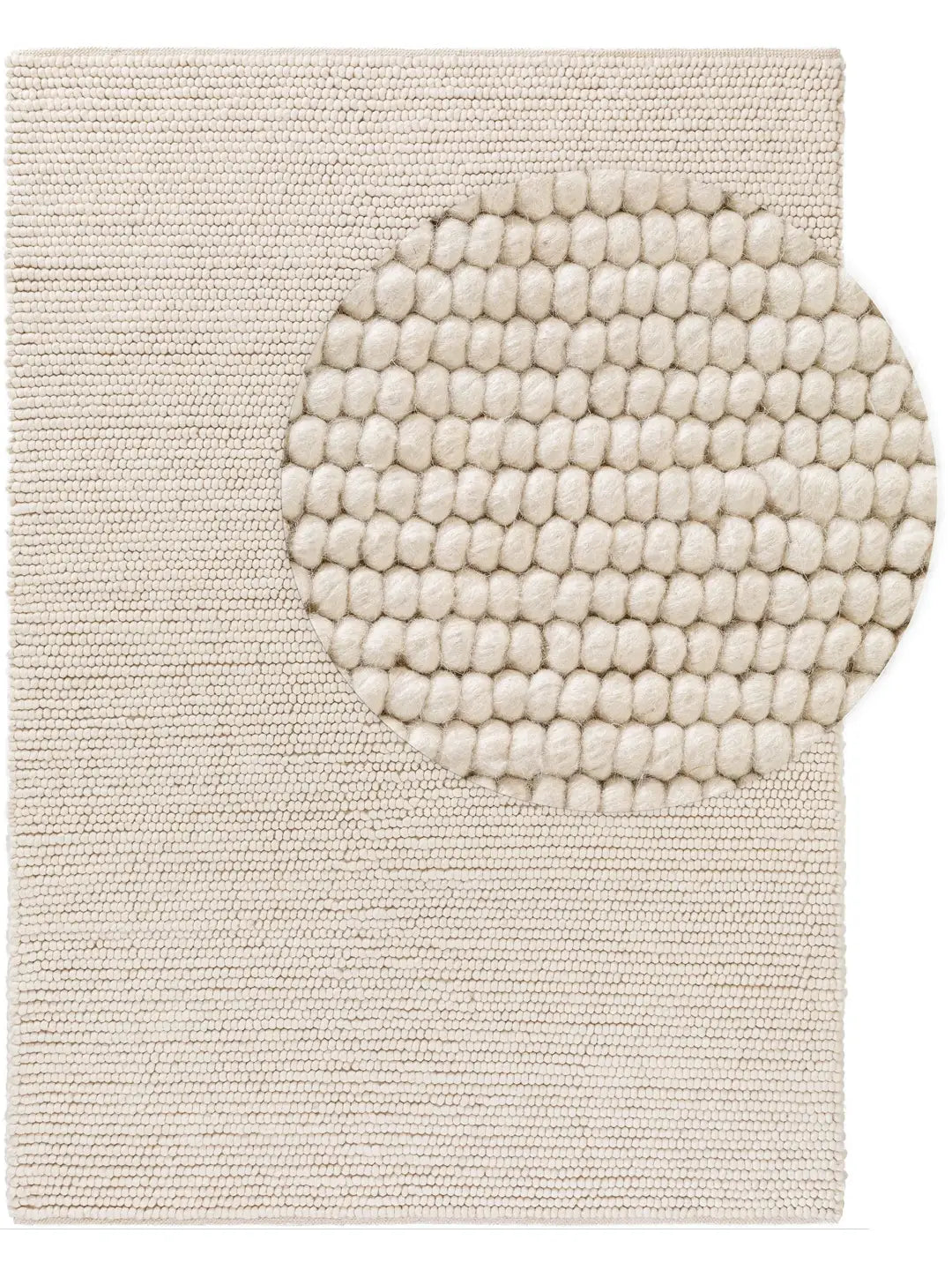 Flauschiger Teppich Wohnzimmer 200x300 aus Wolle in Beige, moderner Hochflorteppich für stilvolle Wohnräume