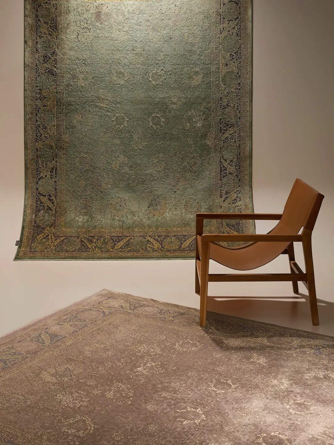 Blauer Vintage Teppich orientalisch modern Wohnzimmer Teppich elegant