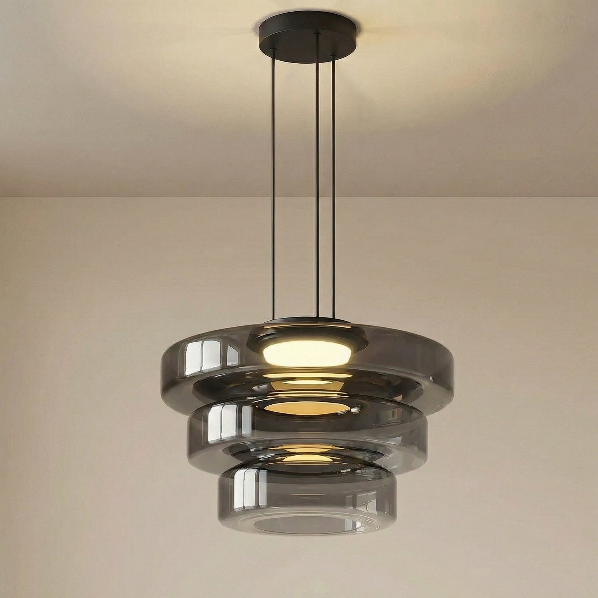 Nordische Bauhaus Pendelleuchte aus geschichtetem Glas