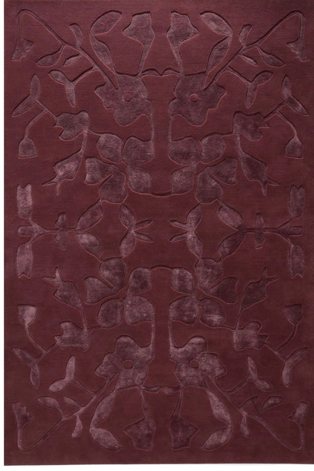 Bordeaux Wollteppich floral elegant hochwertiger Wohnzimmer Teppich modern