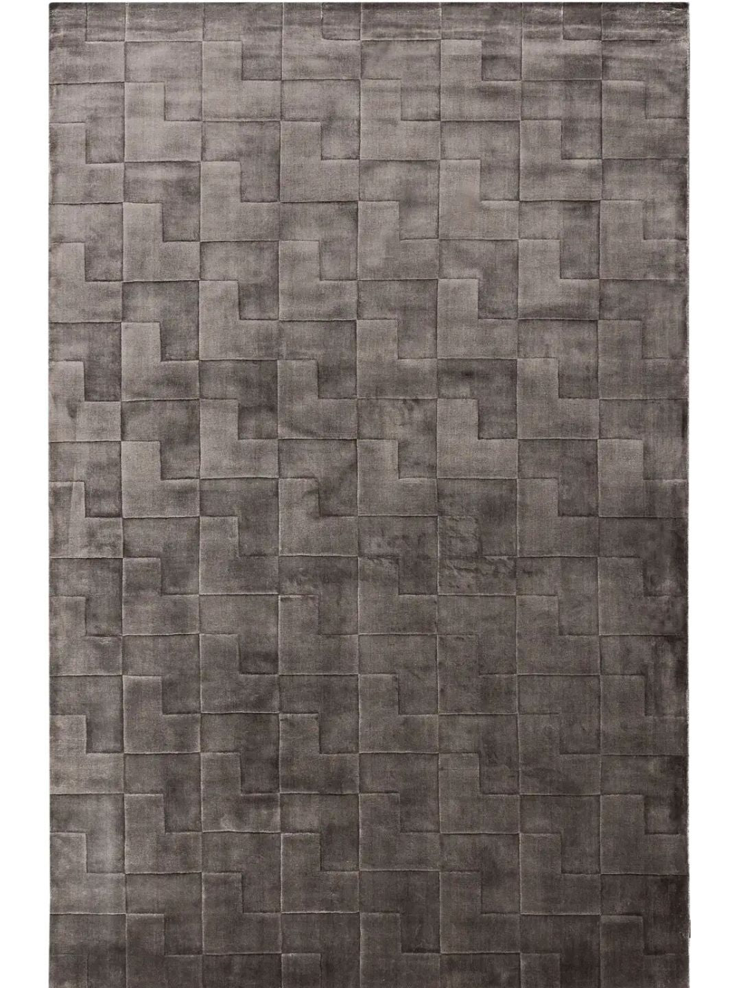 Brauner Lyocell Teppich modern geometrisch eleganter Wohnzimmer Teppich