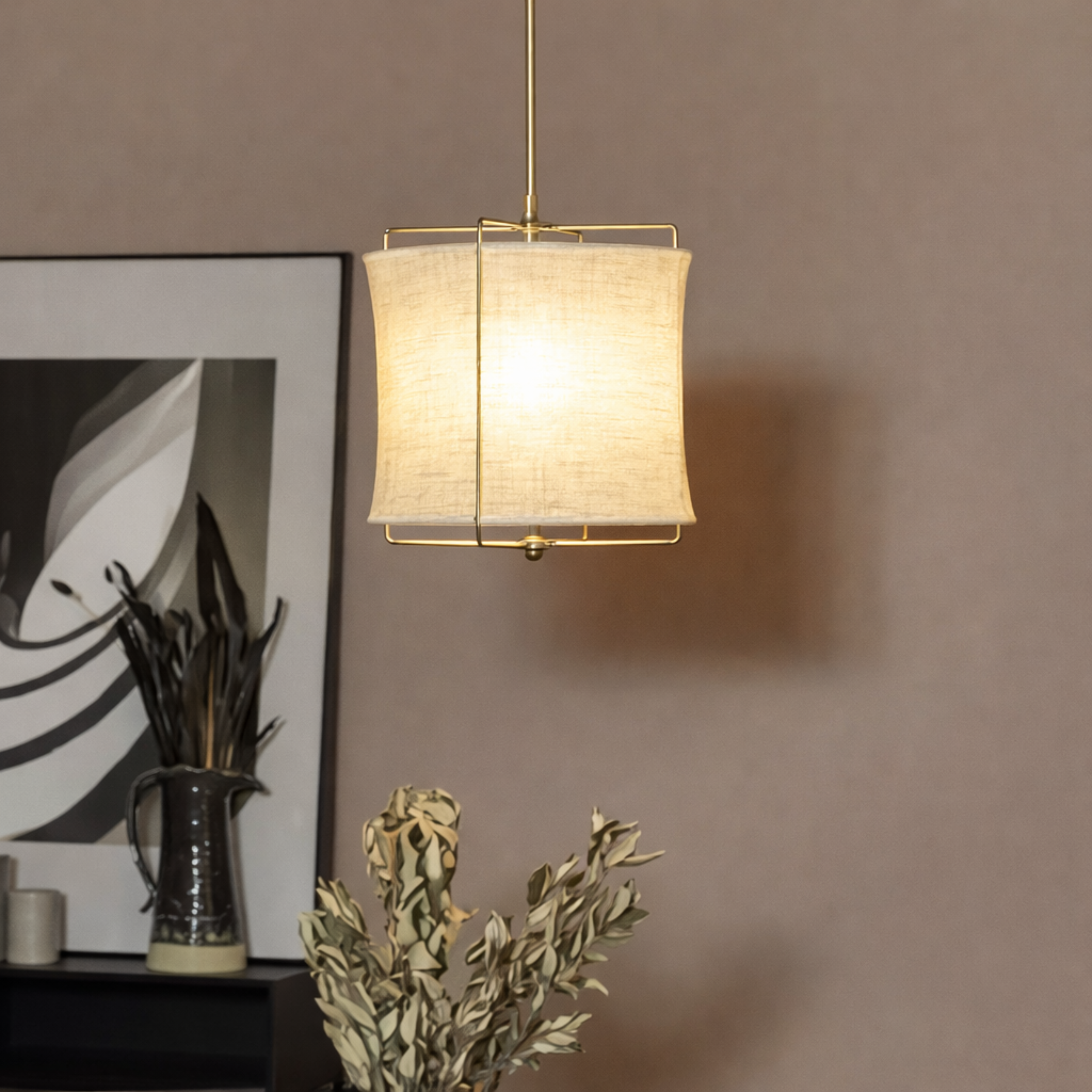 Aster Maison | Wabi Sabi stoff pendelleuchte - lang