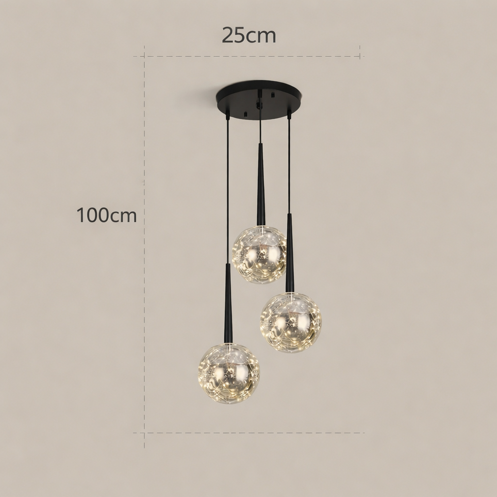 Aster Maison | Schwarz Gold Glas Pendelleuchte