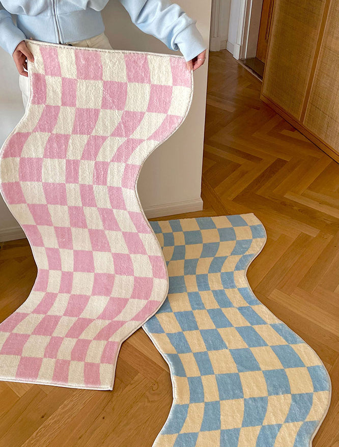 Le tapis à carreaux vagues pastel