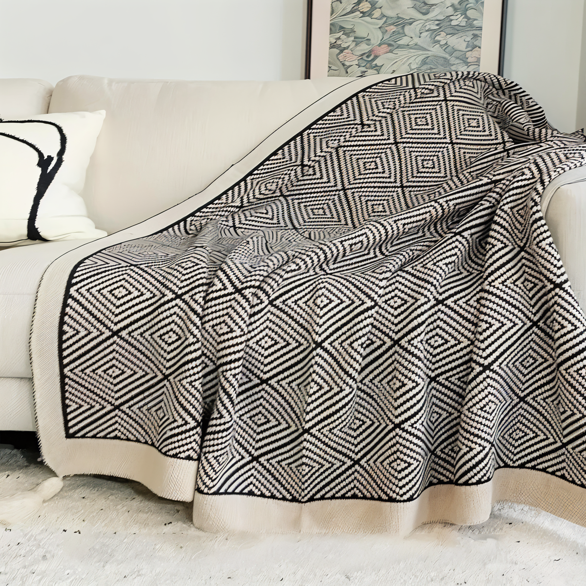 Trendy blanket with geometric pattern – warm &amp; stylish