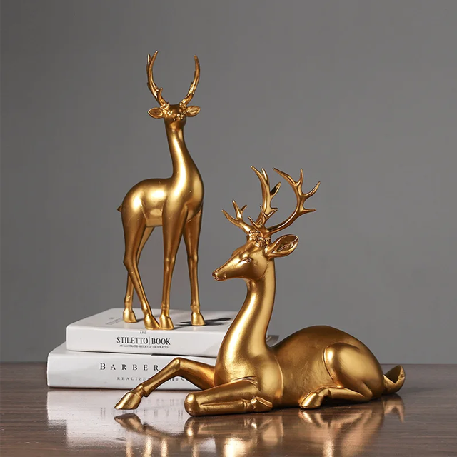Goldenes Weinregal Hirsch dekorativ modernes Wohn Design