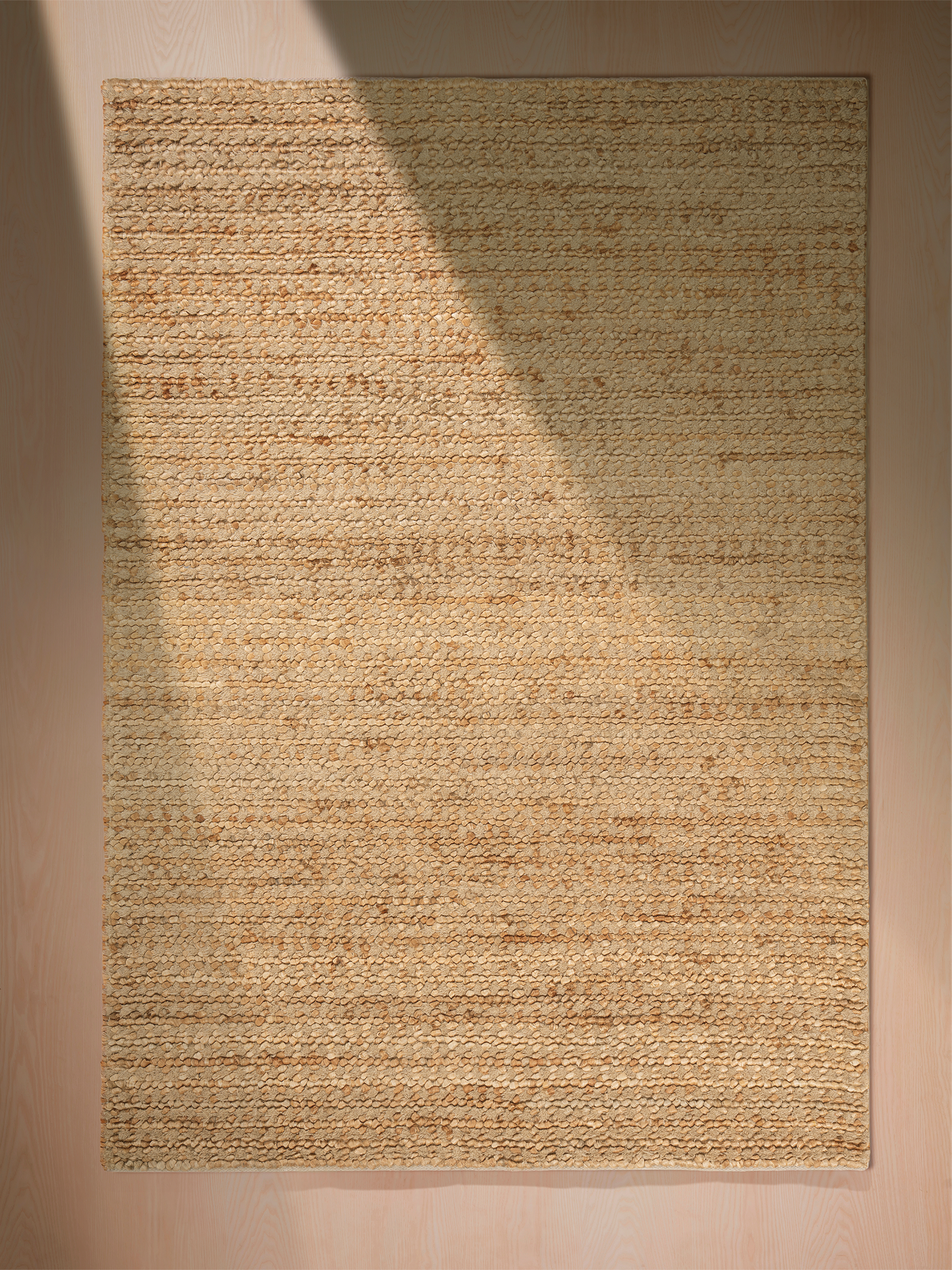 Teppich Wohnzimmer 200x300 in Braun aus Wolle Jute Baumwolle als moderner flachgewebter Naturteppich für stilvolle Wohnräume