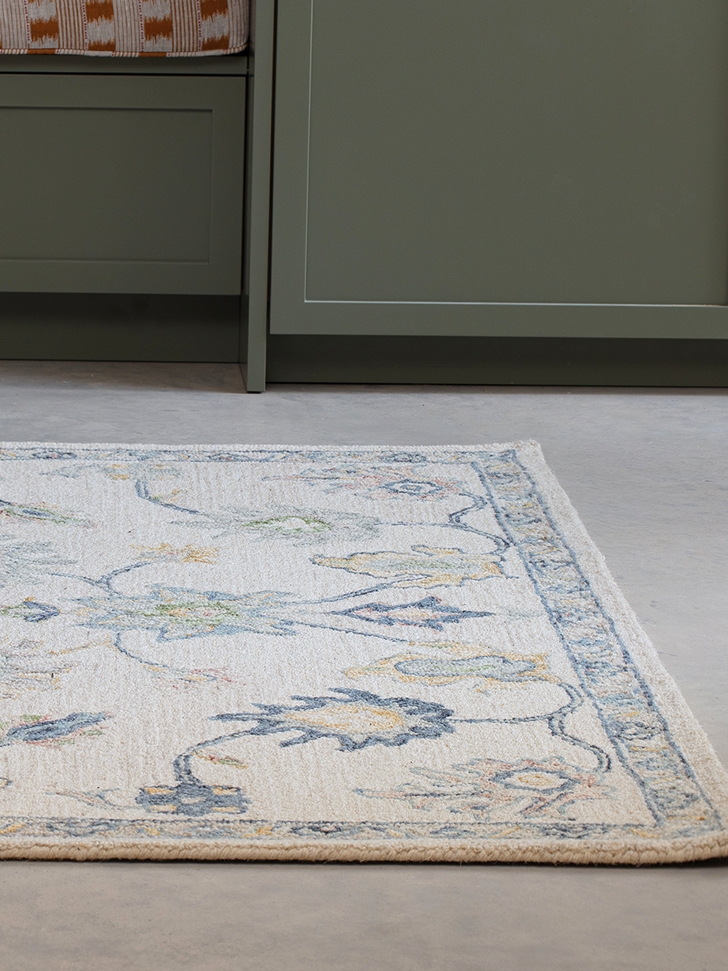 Blauer Wollteppich 160x230 200x300 für Wohnzimmer und Schlafzimmer