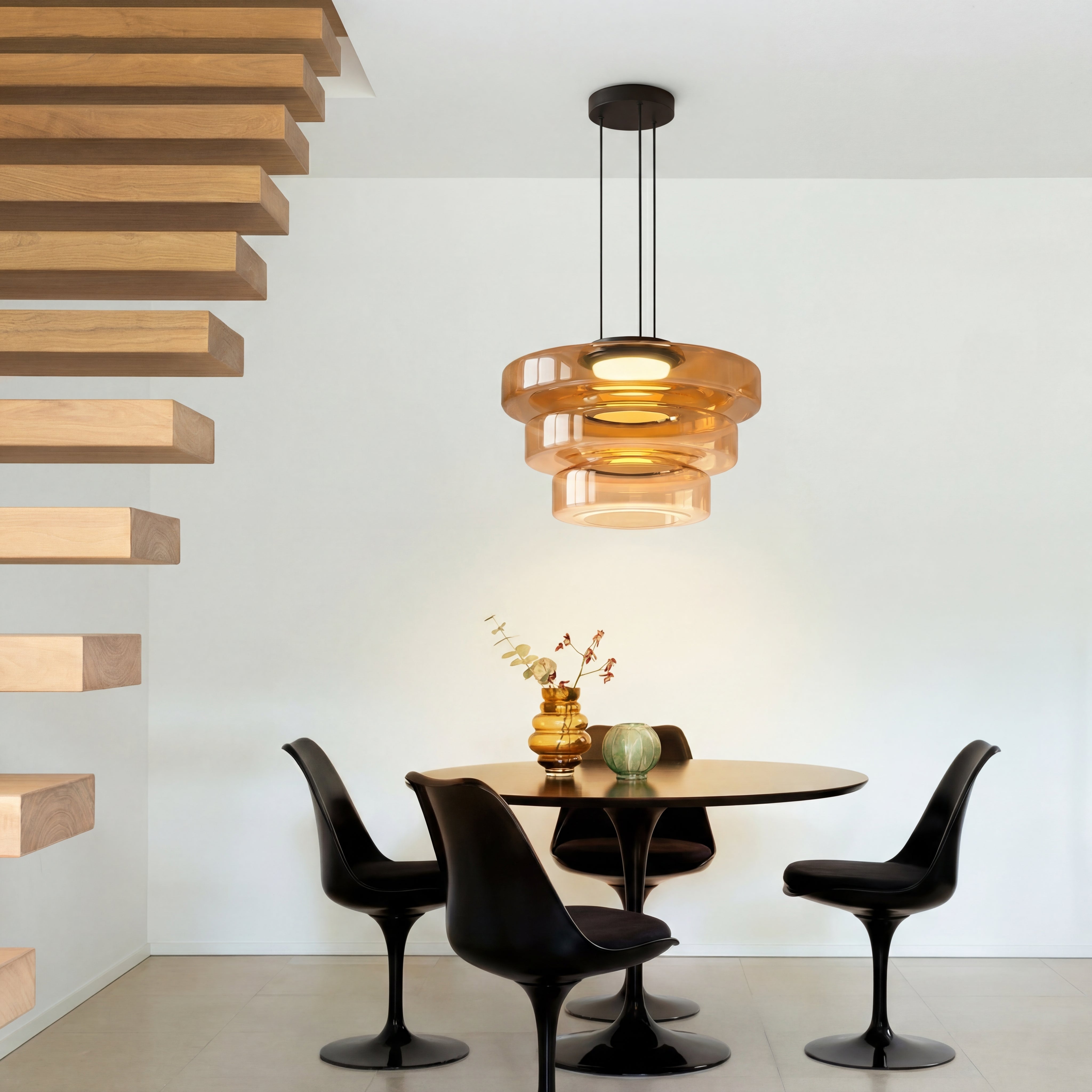 Nordische Bauhaus Pendelleuchte aus geschichtetem Glas