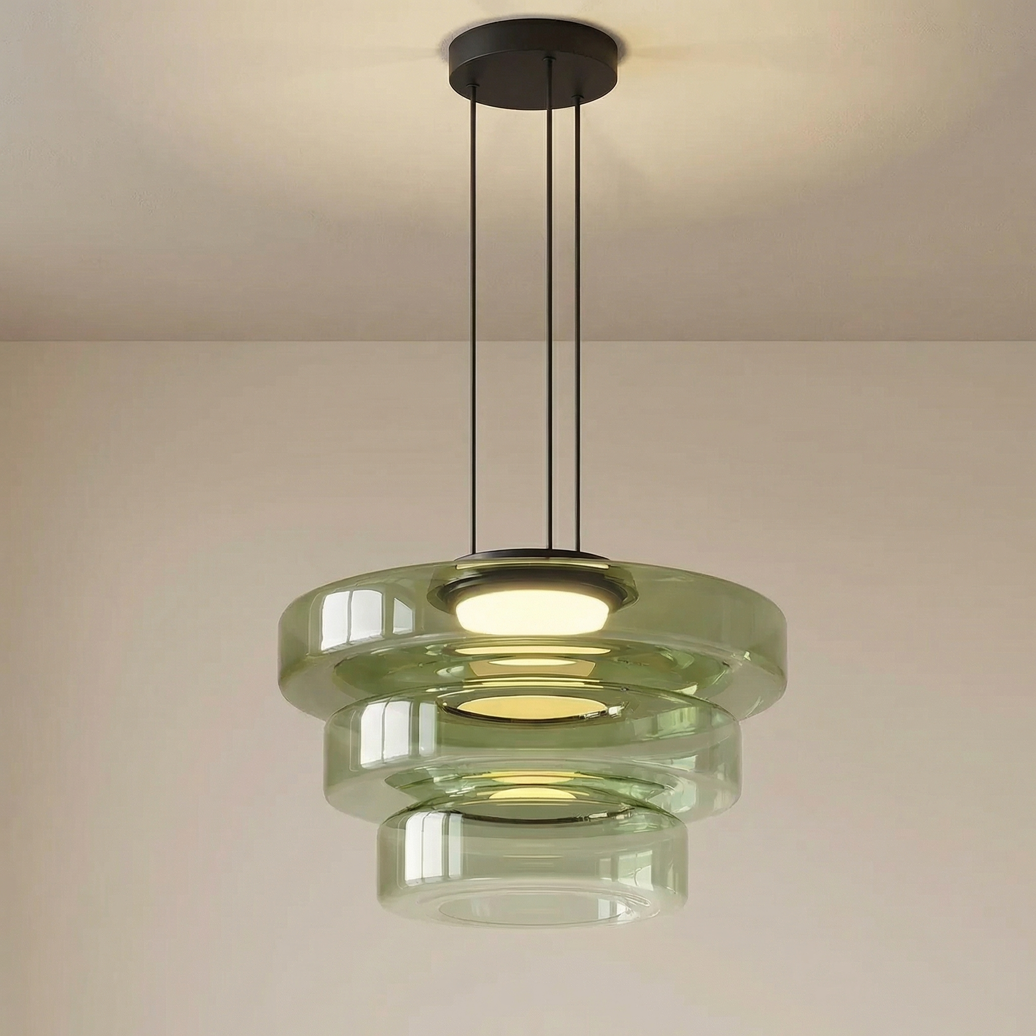 Nordische Bauhaus Pendelleuchte aus geschichtetem Glas