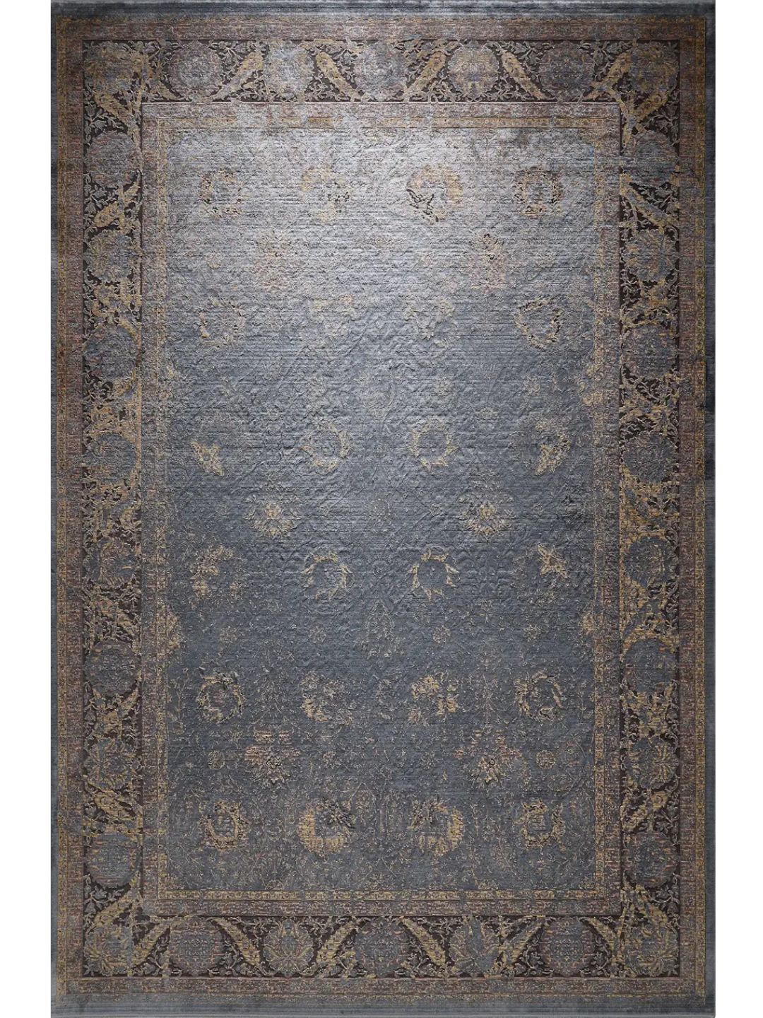 Blauer Vintage Teppich orientalisch modern Wohnzimmer Teppich elegant