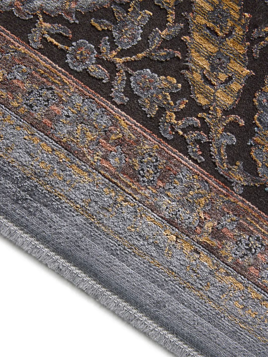 Blauer Vintage Teppich orientalisch modern Wohnzimmer Teppich elegant