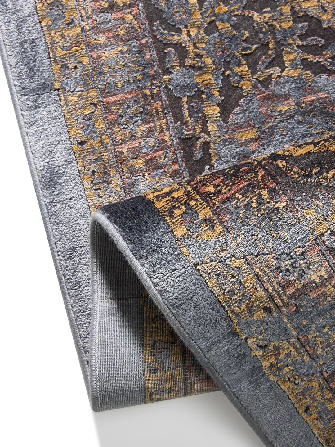 Blauer Vintage Teppich orientalisch modern Wohnzimmer Teppich elegant