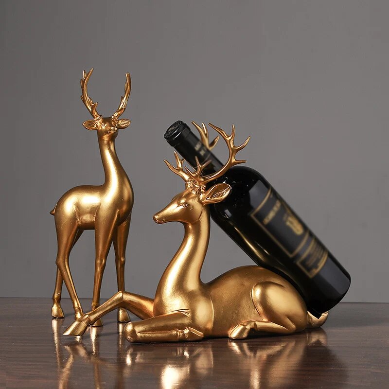Goldenes Weinregal Hirsch dekorativ modernes Wohn Design