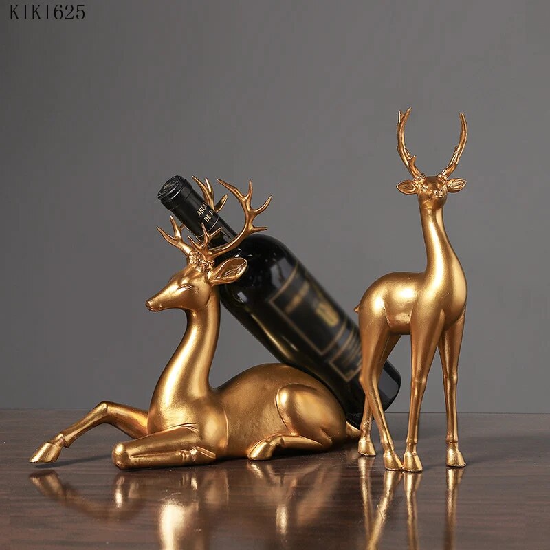 Goldenes Weinregal Hirsch dekorativ modernes Wohn Design