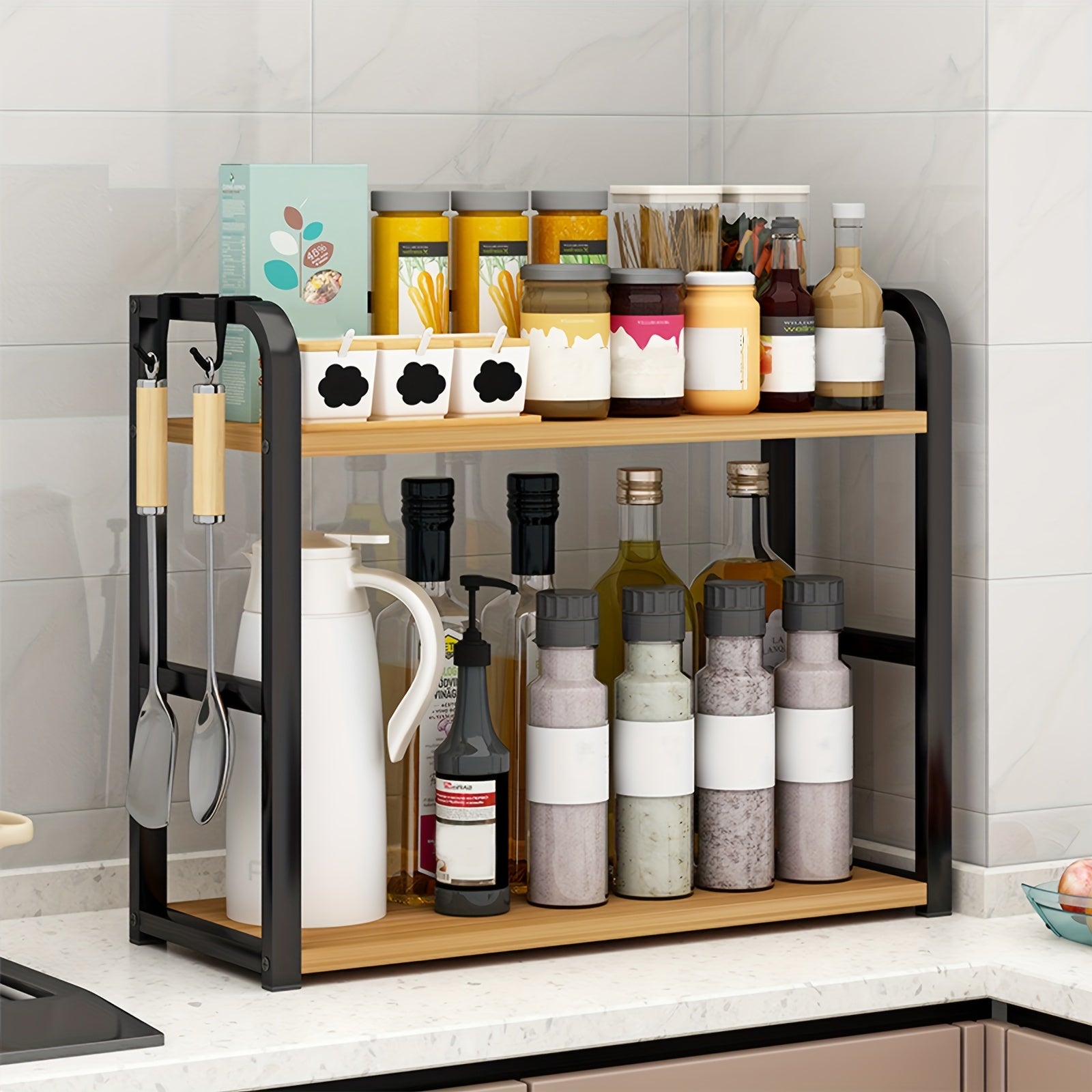 Edelstahl Küchen Gewürzregal platzsparender Organizer Küche