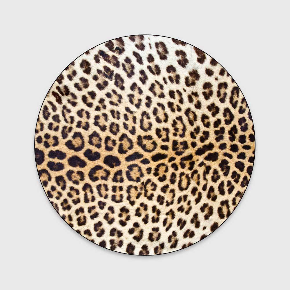 Runder Leopard Teppich modern weich rutschfest Wohnzimmer Design