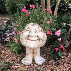 Humorous face flowerpot made of robust resin 